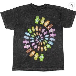 Care Bears Black T-Shirt with Colorful Spiral Design
